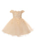 Girls 3D Floral Sequin Tulle Off Shoulder Junior Bridesmaid Dress 4-12
